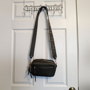 Free People black faux leather crossbody bag